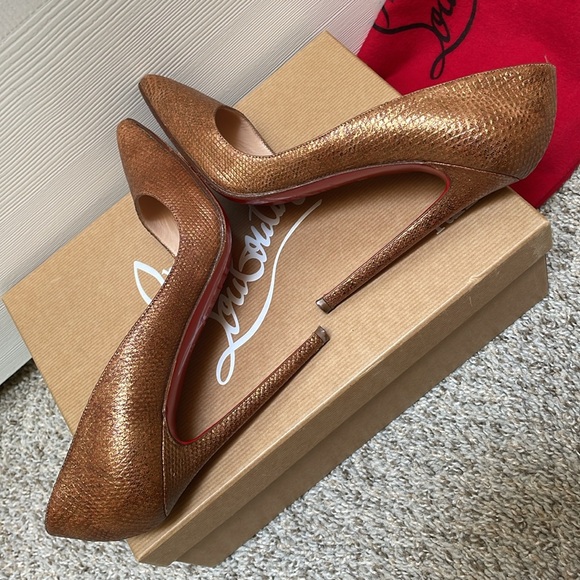 Christian Louboutin Bronze Karung Reptile Pigalle 120 Size 37 - Picture 7 of 9